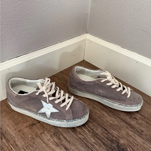 Golden Goose Hi Star Suede Upper Laminated Star Leather Heel Glitter Sneakers - Picture 6 of 10